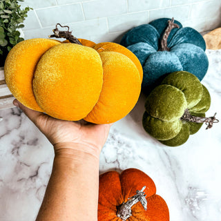 Yellow pumpkins velour
yellow plush pumpkins
small velvet pumpkins
Velvet fabric pumpkins