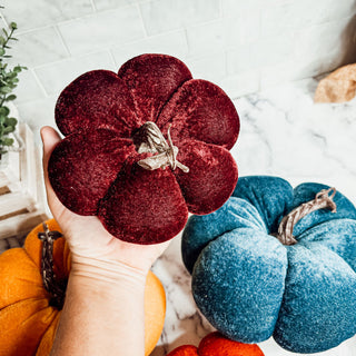 Maroon Pumpkin Decorations
Burgundy Velvet pumpkin
Maroon Fabric Pumpkins
Decorative velvet pumpkins