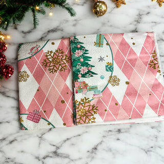 Pink and gold hand towels
Light pink christmas tree decor
Pink Gold Christmas
Christmas Argyle Design