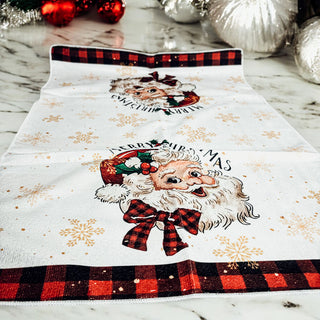 Black and Red Gingham Christmas Dish Towels. Red Black Gingham Christmas Hand Towels for Kitchen