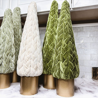 Velvet Artificial Christmas Trees – Luxury Accent for Holiday Home Decor
Rich Velvet Christmas Trees in Cream and Green – Holiday Mantle Centerpiece