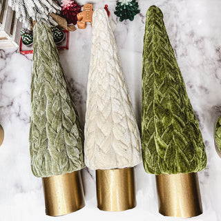 Luxury Faux Christmas Tree Decorations – Green & Cream Velvet Trees with Gold Detail
Handmade Large Velvet Christmas Trees – Elegant Faux Trees for Holiday Decor