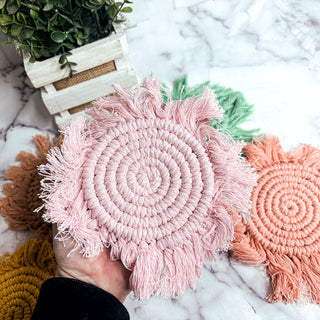 Pastel Braided Tassel Coasters