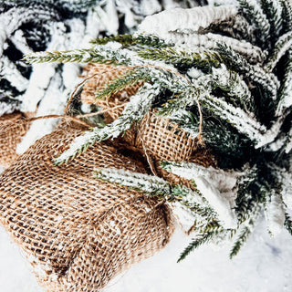 Christmas trees with snow for mantle