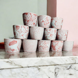 Pink white planter pots small