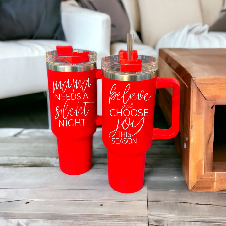 Believe Christmas Tumbler, Inspirational & Positive Christmas Quotes Red  Mug Gift Ideas – Gia Roma