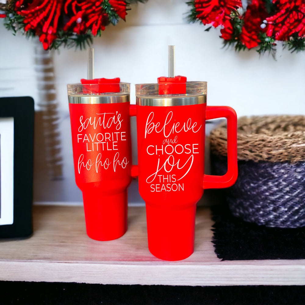 Believe Christmas Tumbler, Inspirational & Positive Christmas Quotes Red  Mug Gift Ideas – Gia Roma