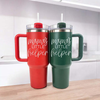 Red or Green holiday tumblers for gifts. 