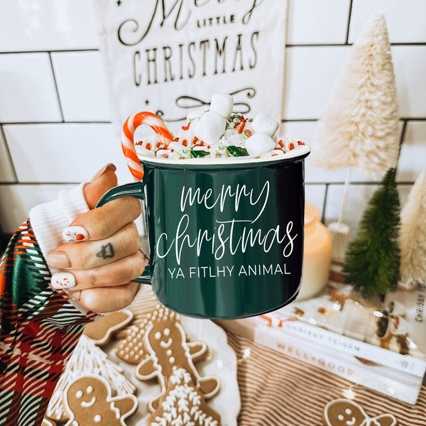 Merry Christmas Ya Filthy Animal Travel Coffee Mug – Turquoise and Tequila