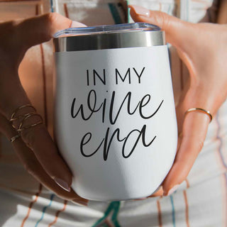 White stainless steel wine tumblers with lid and funny sayings