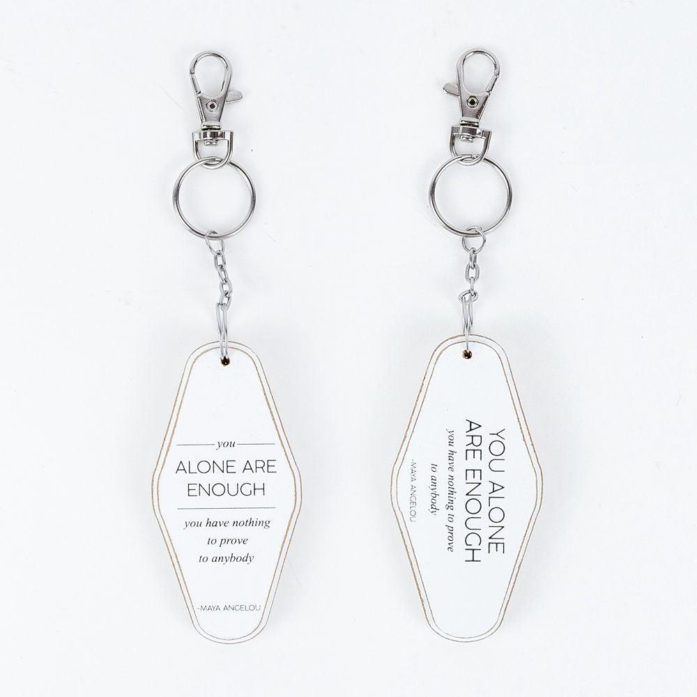 GIA Roma Inspirational Stocking Stuffer Gifts - Wooden Keychains w/ Motivational Words - Maya Angelou Quote Gifts Alone