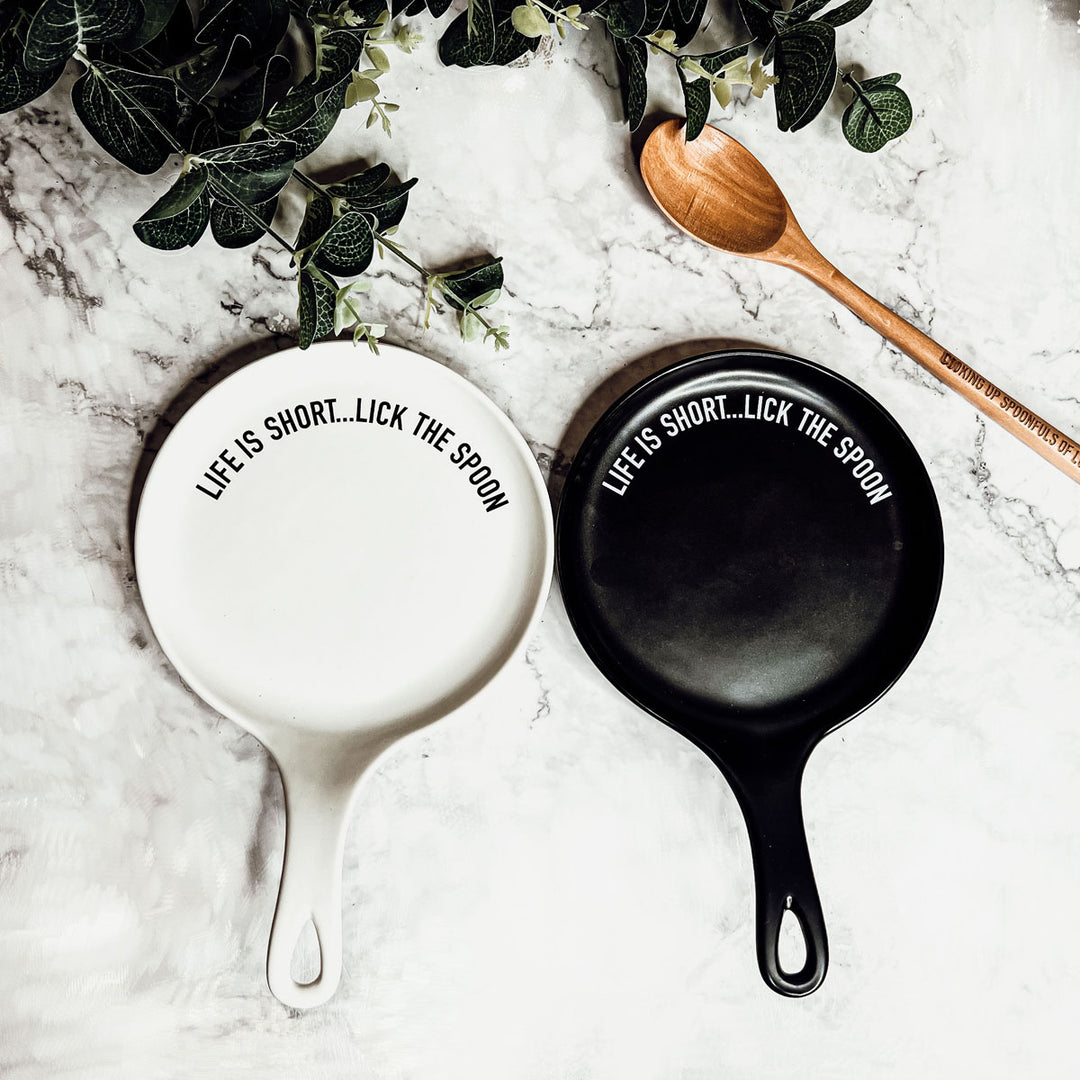 Life is Short Lick the Spoon Spoon Rest Ceramic Spoon Holder Funny Kitchen Spoon  Rest Pottery Spoon Rest Chef Gift Utensil Rest 